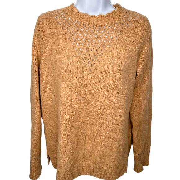 Fat Face Sweater Size US 6 UK 10 Jumper Crochet Detail Burnt Tanish Color - Picture 1 of 16